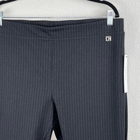 Calvin Klein Black Pinstripe Ponte Slim High Rise Pull-On Stretch Pants XL NWT - Picture 7 of 14
